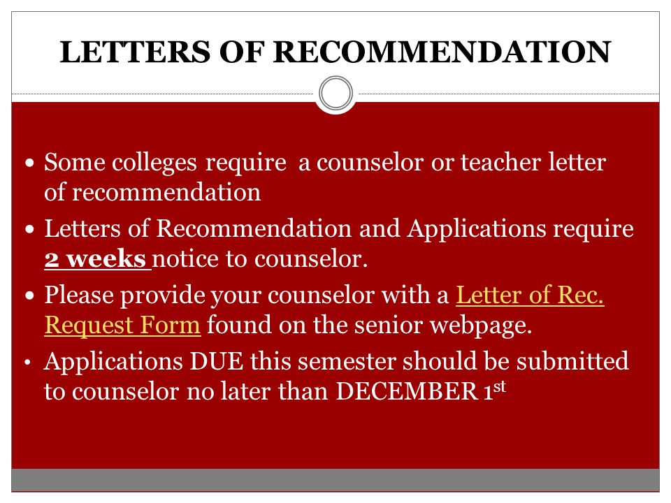 LETTERS OF RECOMMENDATION