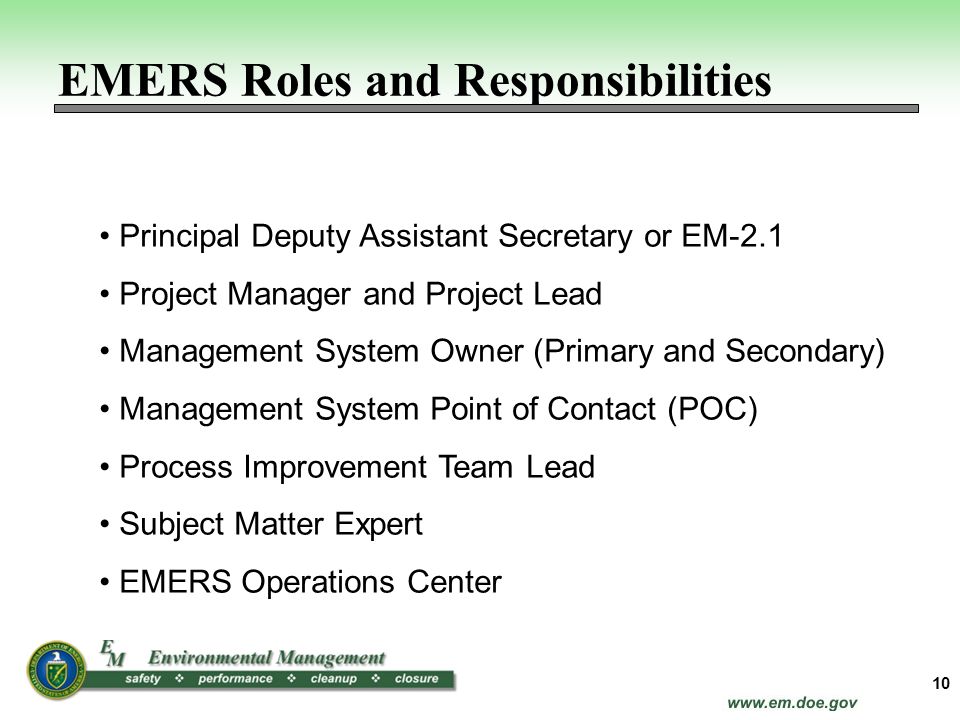 EMERS Roles and Responsibilities