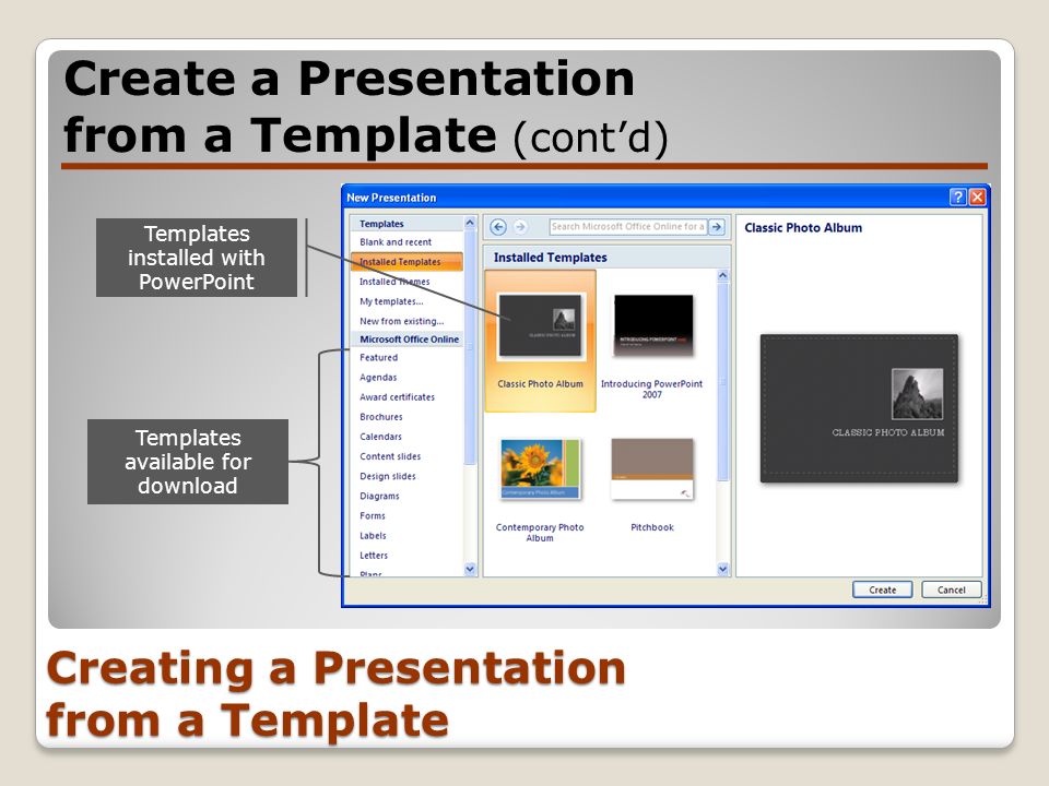 Creating a Presentation from a Template