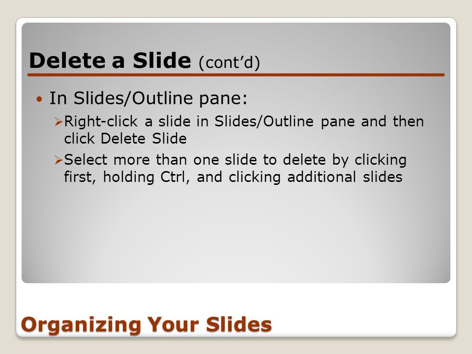 Organizing Your Slides