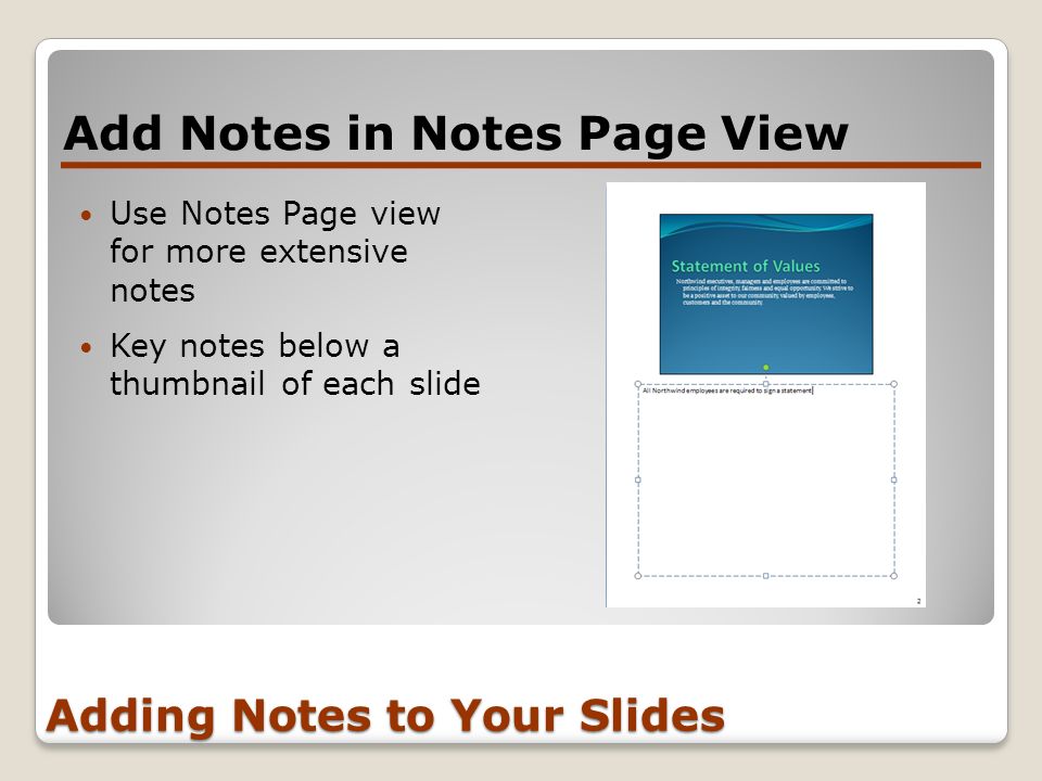 Adding Notes to Your Slides