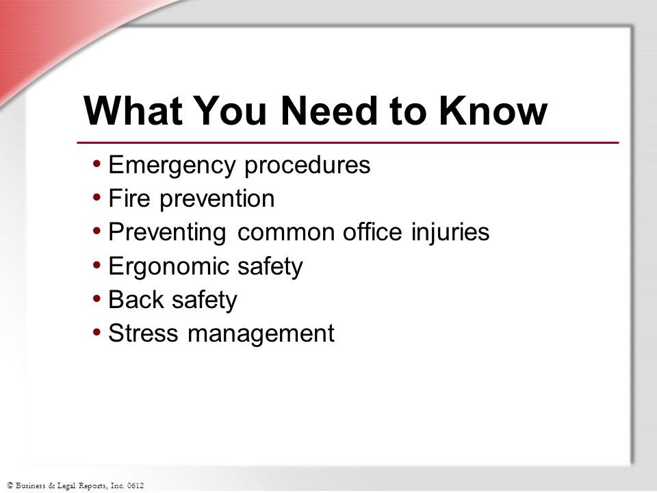 What You Need to Know Emergency procedures Fire prevention