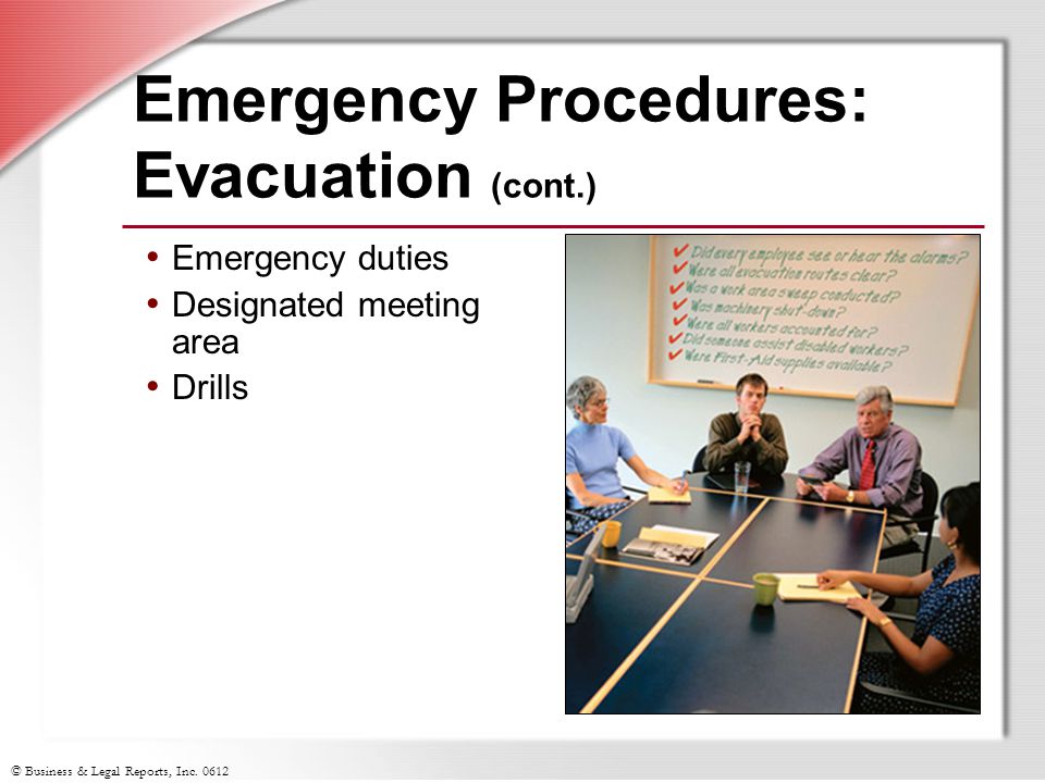 Emergency Procedures: Evacuation (cont.)