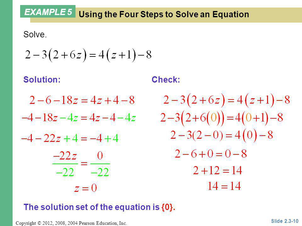 Using the Four Steps to Solve an Equation