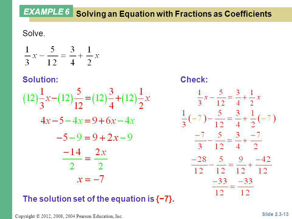Solving an Equation with Fractions as Coefficients