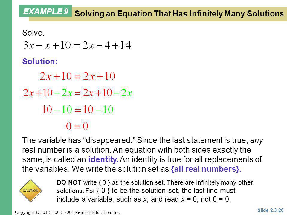 Solving an Equation That Has Infinitely Many Solutions