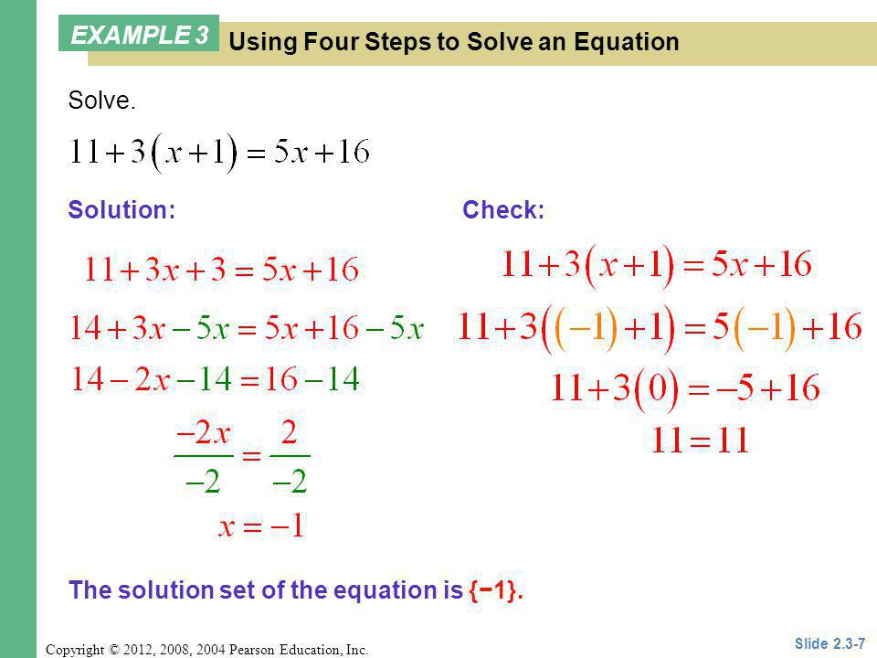 Using Four Steps to Solve an Equation