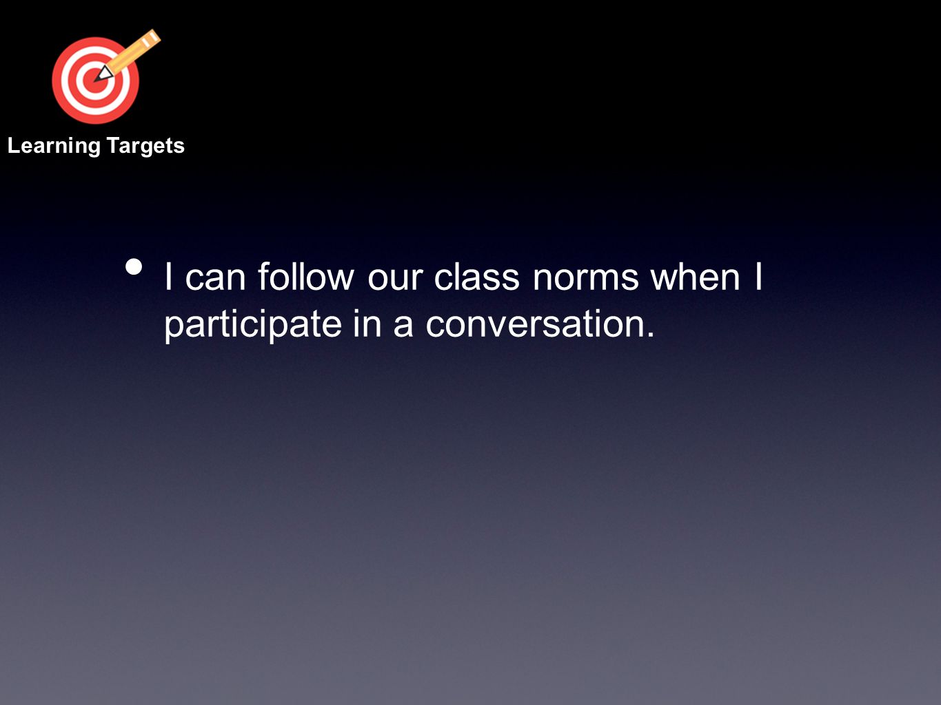 I can follow our class norms when I participate in a conversation.