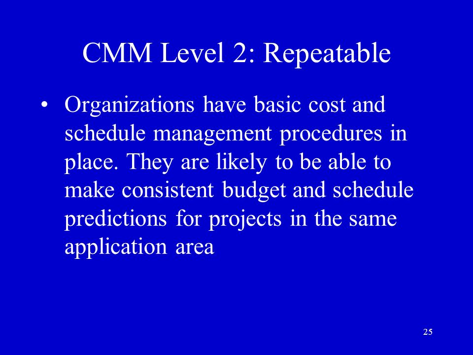 CMM Level 2: Repeatable