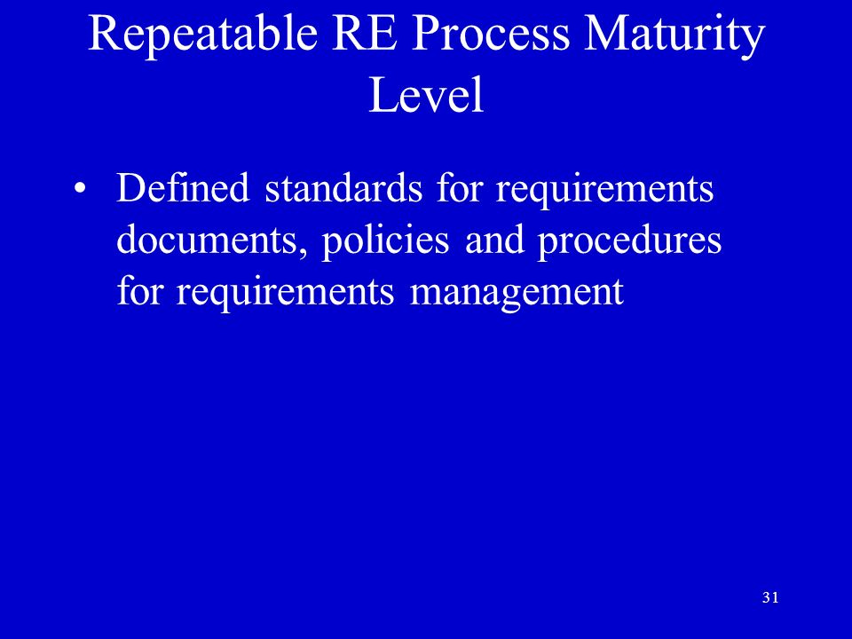 Repeatable RE Process Maturity Level