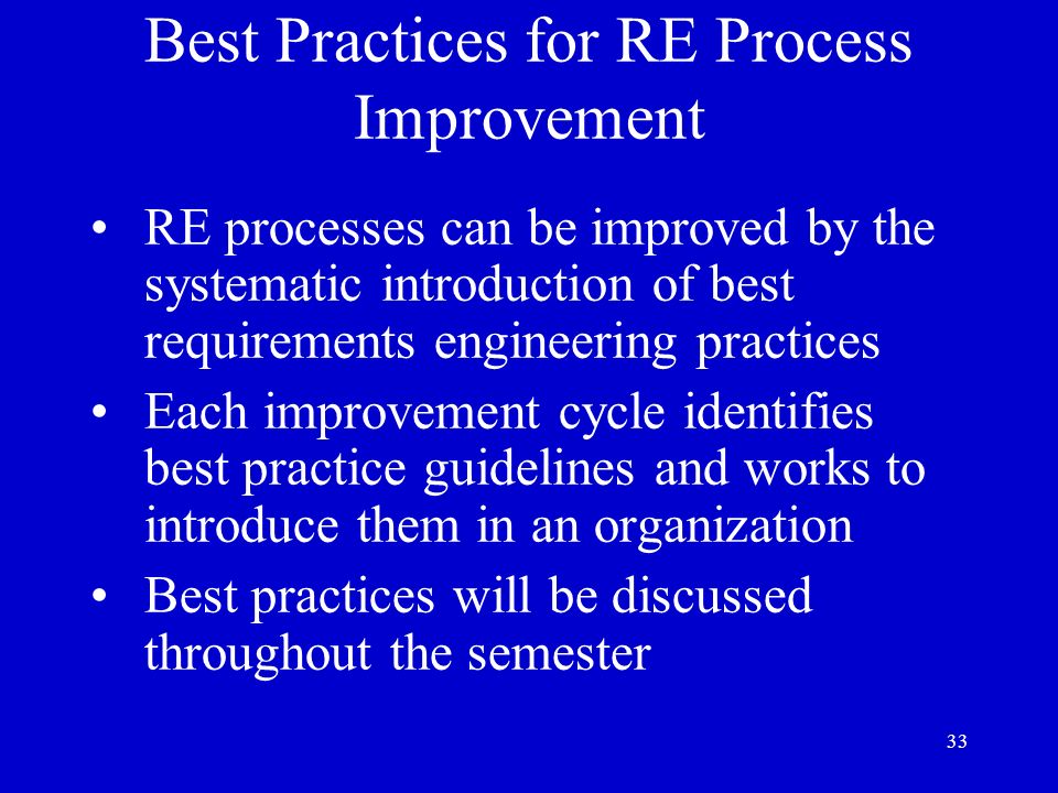 Best Practices for RE Process Improvement