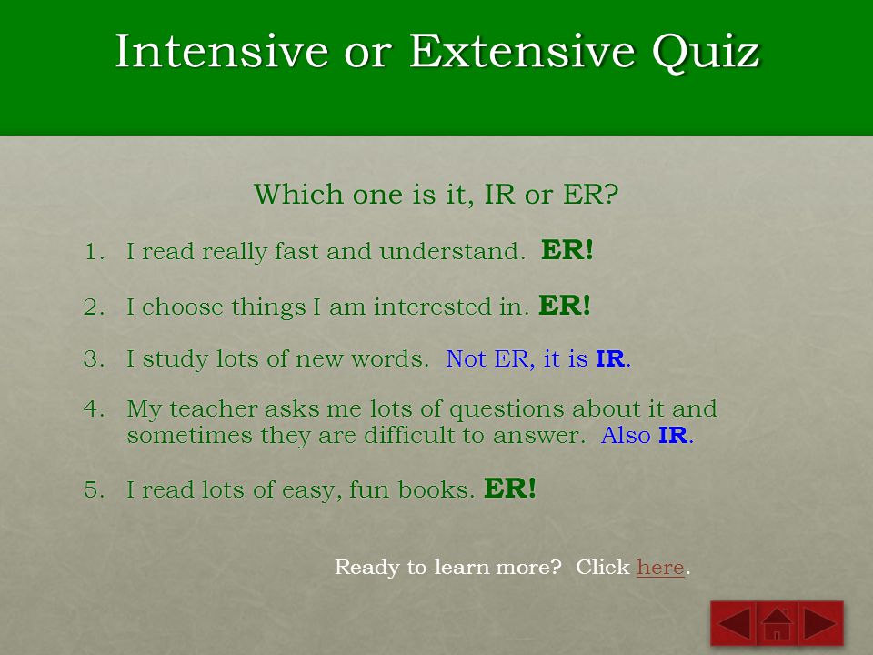Intensive or Extensive Quiz