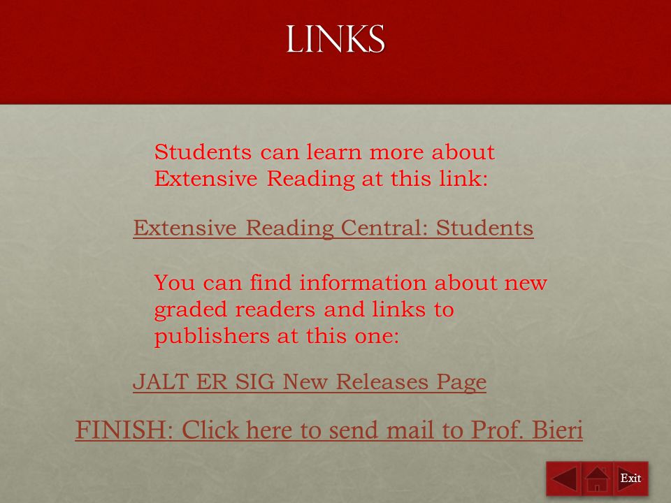 Links FINISH: Click here to send mail to Prof. Bieri