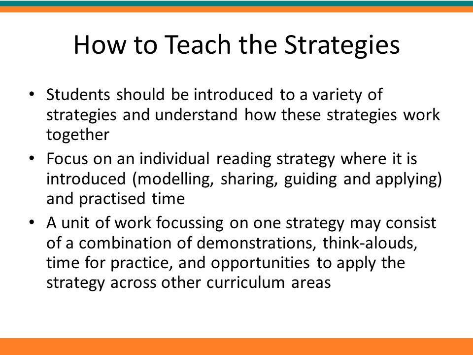 How to Teach the Strategies