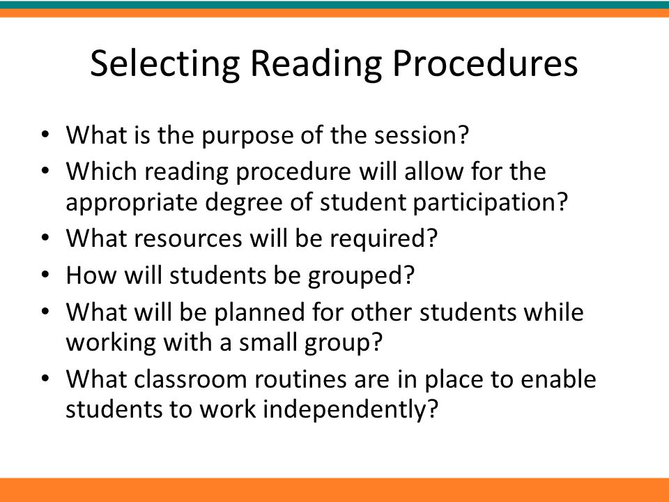 Selecting Reading Procedures