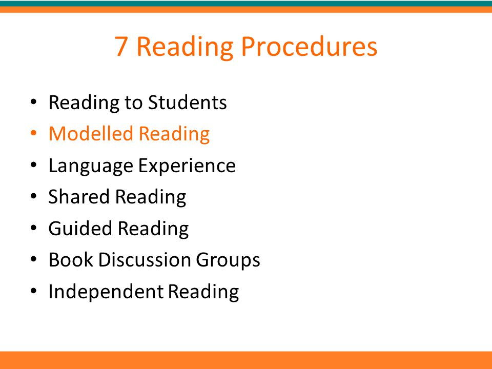 7 Reading Procedures Reading to Students Modelled Reading