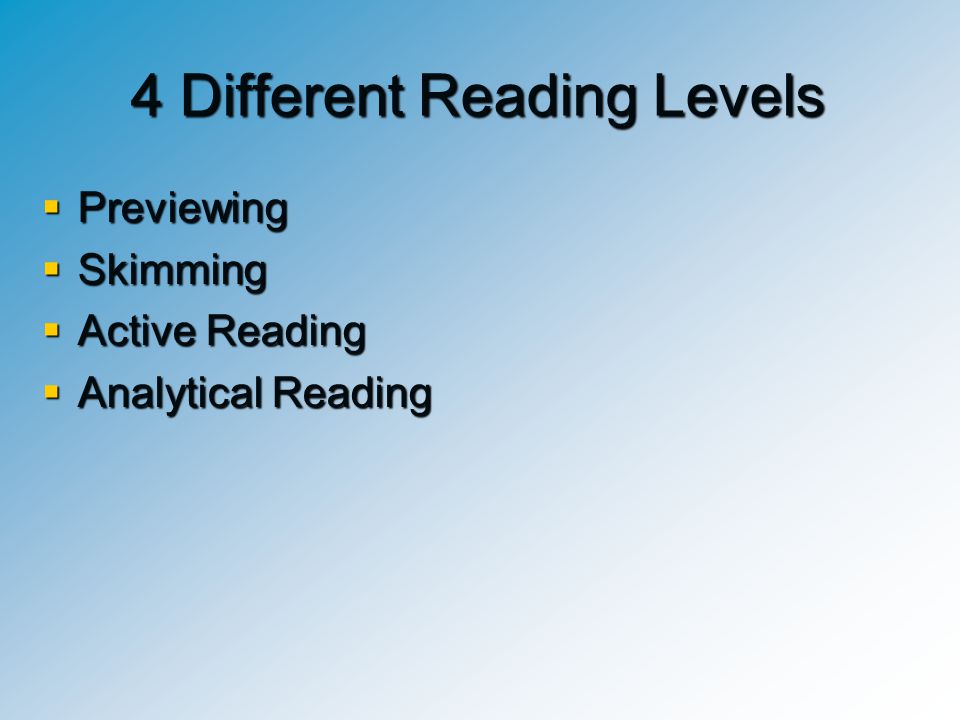 4 Different Reading Levels