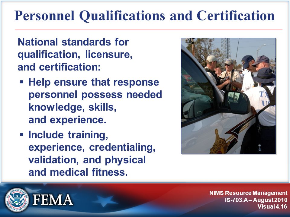 Personnel Qualifications and Certification