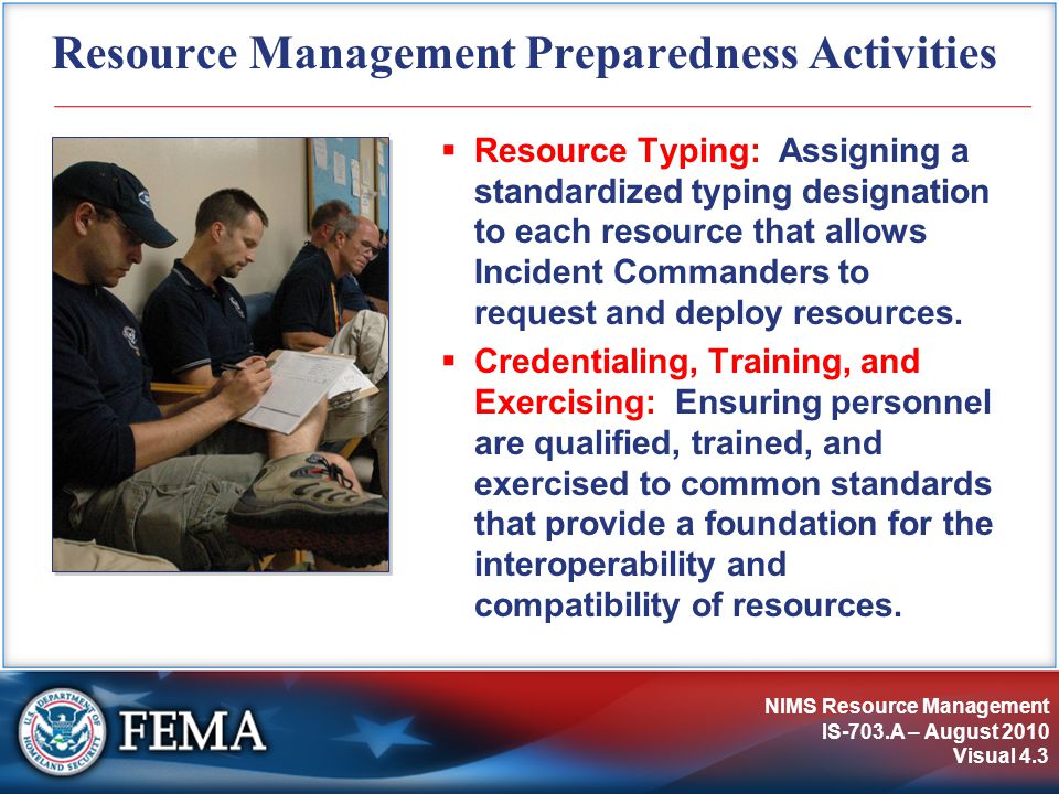 Resource Management Preparedness Activities