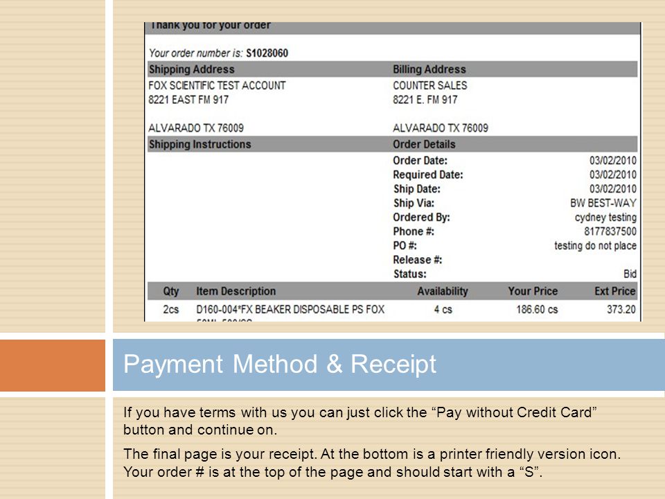 Payment Method & Receipt
