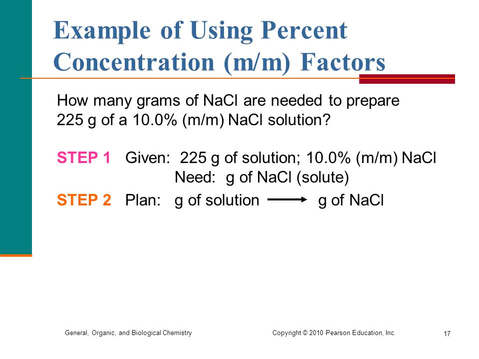 Example of Using Percent Concentration (m/m) Factors