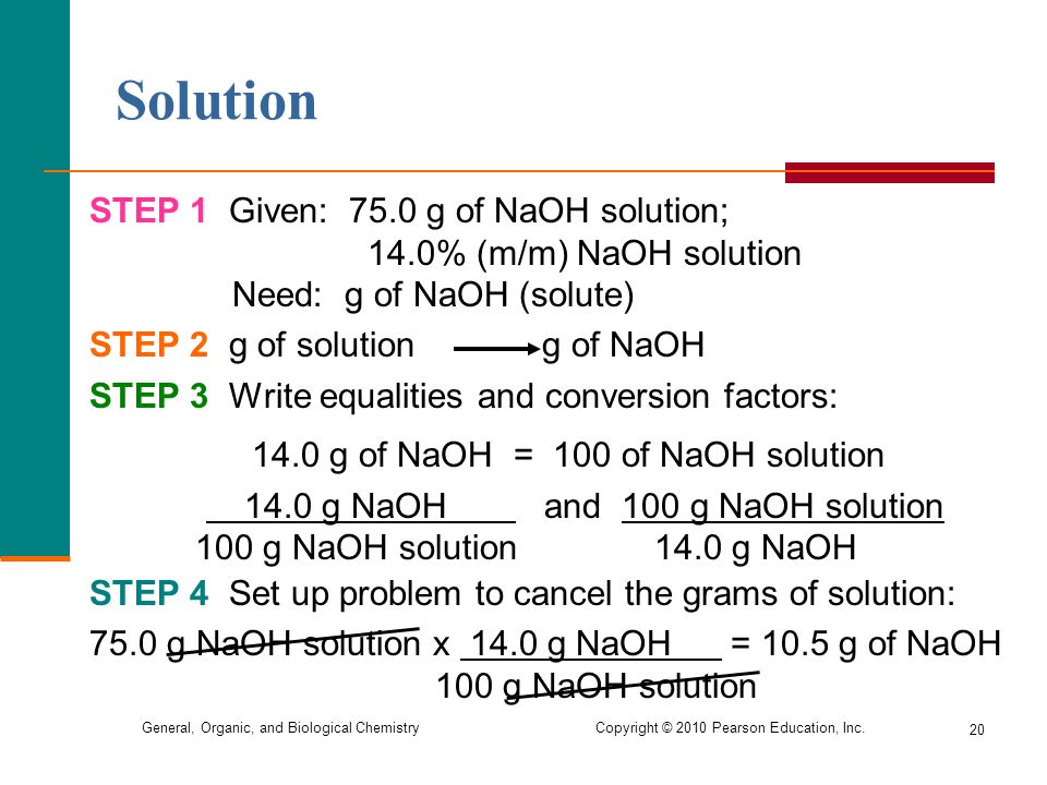 Solution STEP 1 Given: 75.0 g of NaOH solution;