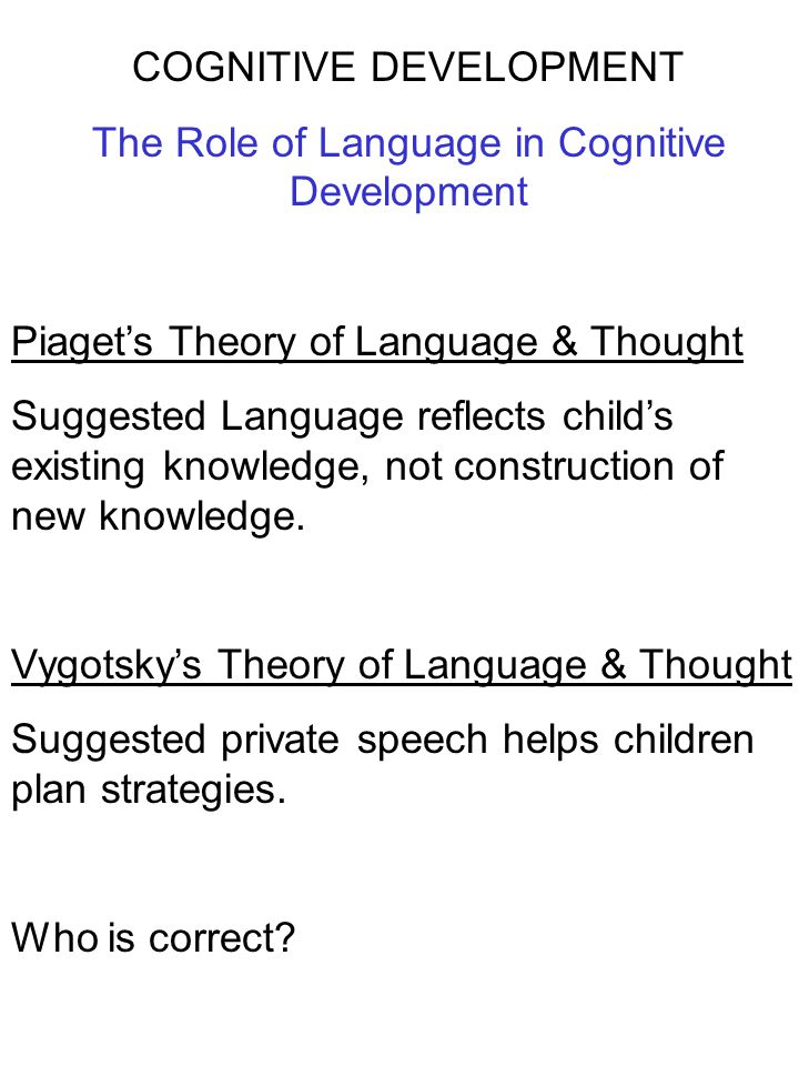 COGNITIVE DEVELOPMENT The Role of Language in Cognitive Development