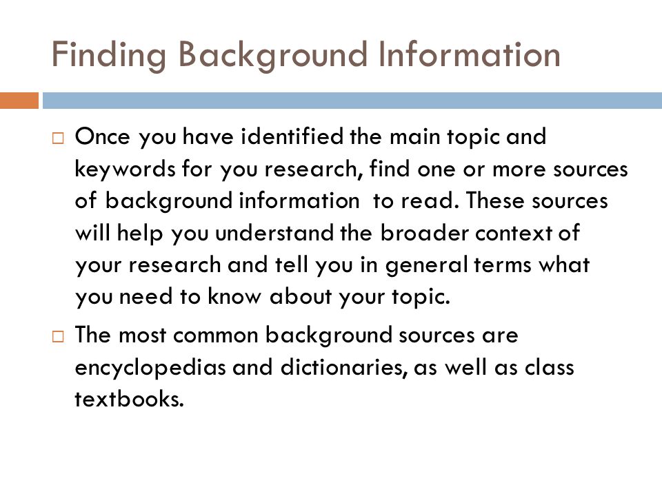 Finding Background Information