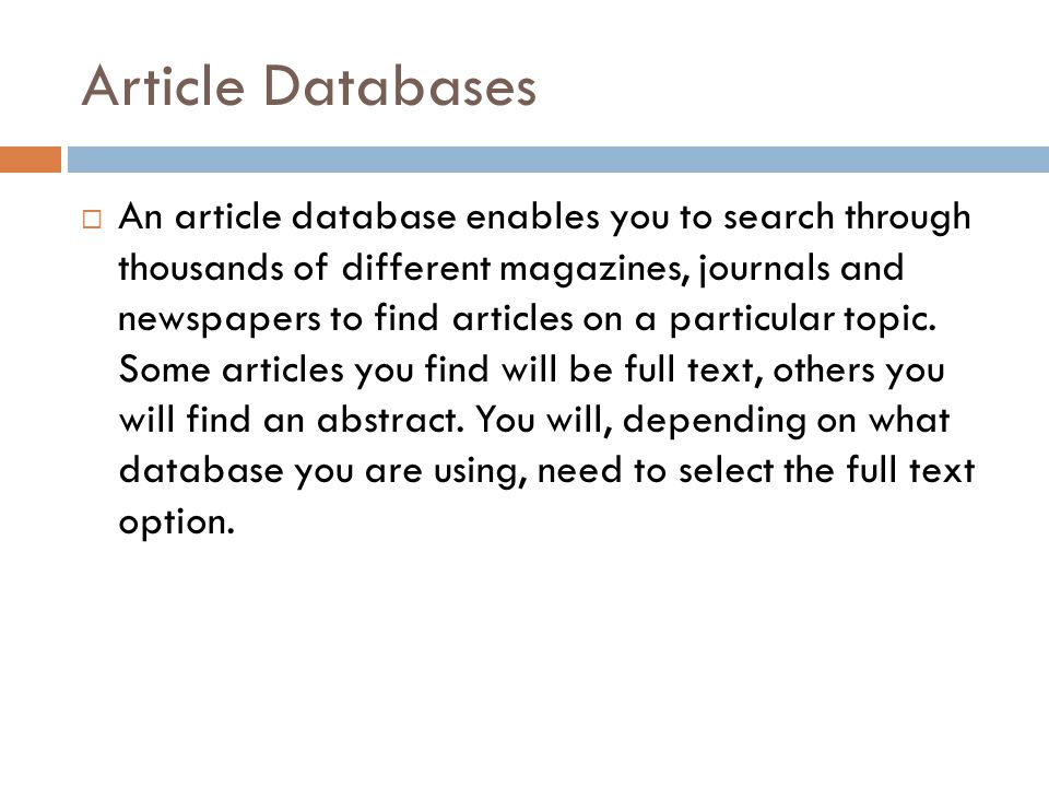 Article Databases