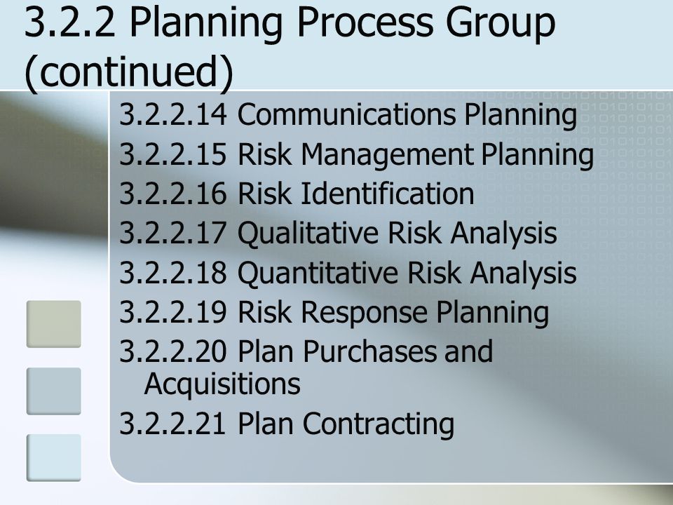 3.2.2 Planning Process Group (continued)