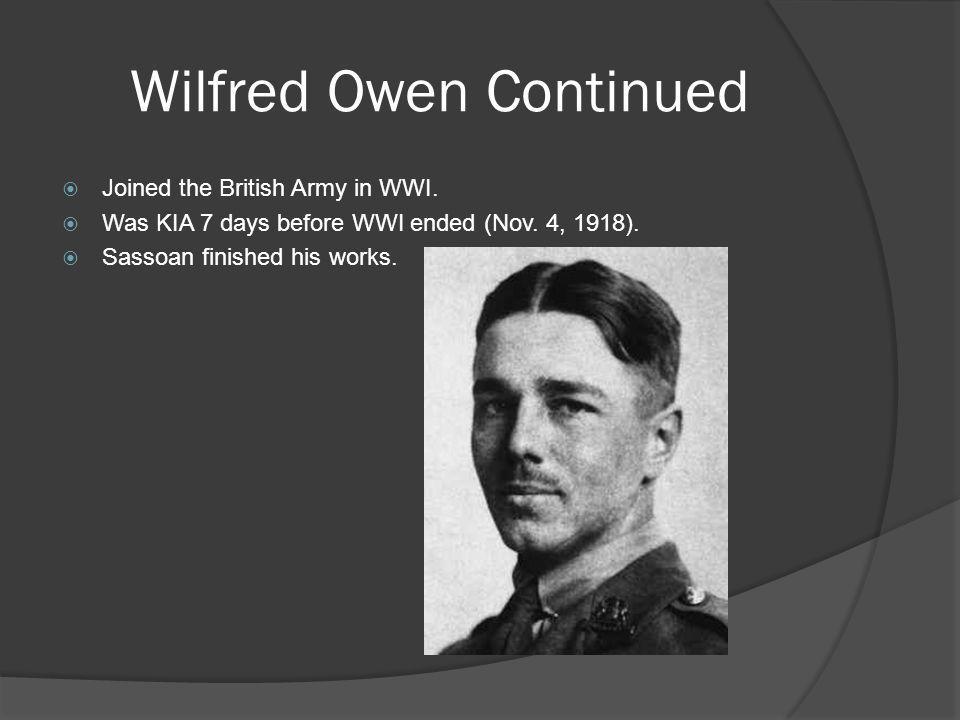 Wilfred Owen Continued