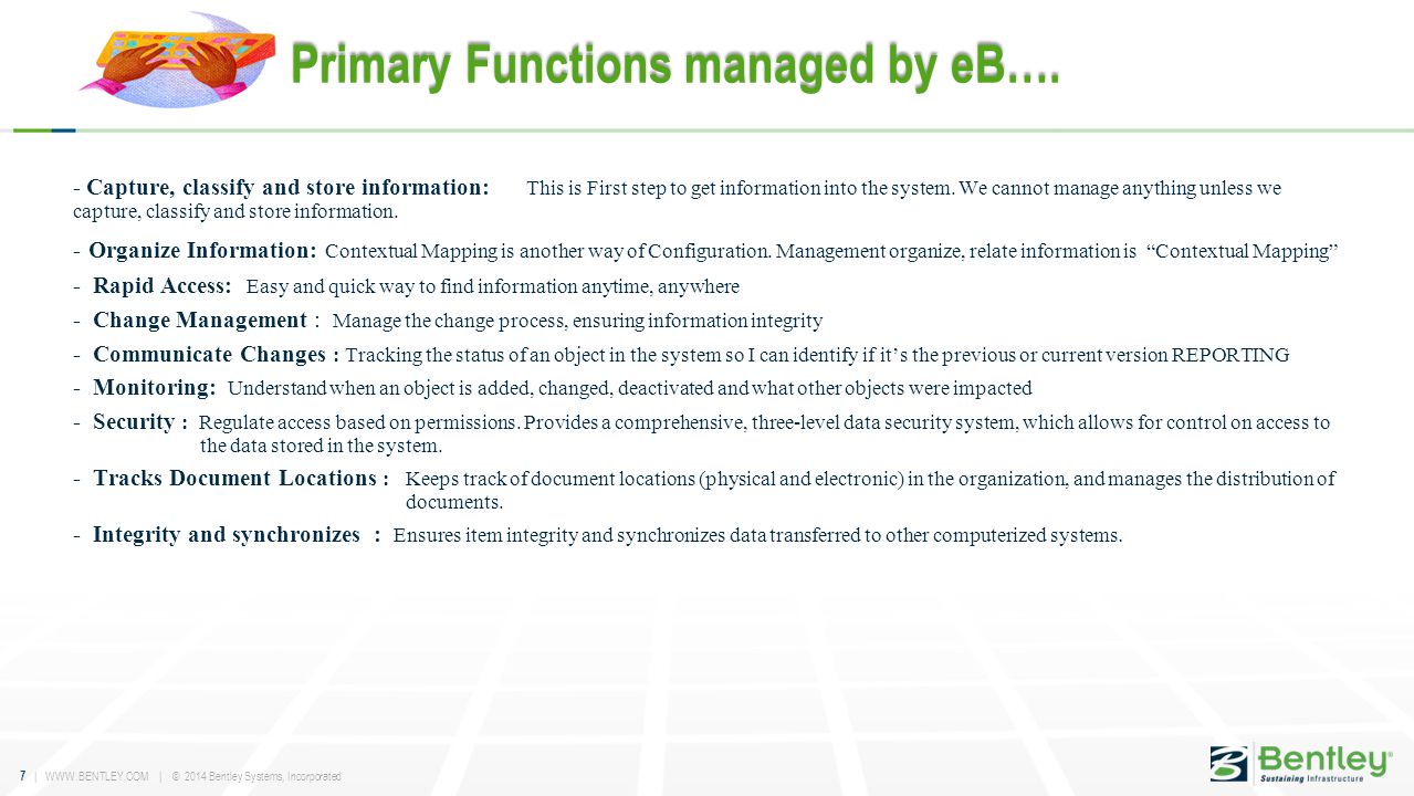 Primary Functions managed by eB….