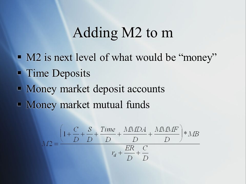 Adding M2 to m M2 is next level of what would be money Time Deposits