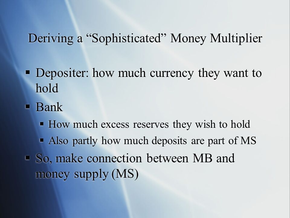 Deriving a Sophisticated Money Multiplier