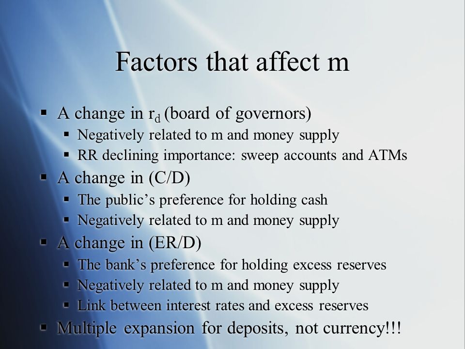 Factors that affect m A change in rd (board of governors)