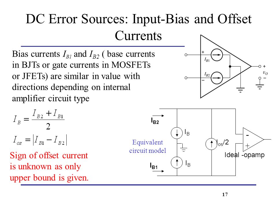DC Error Sources: Input-Bias and Offset Currents