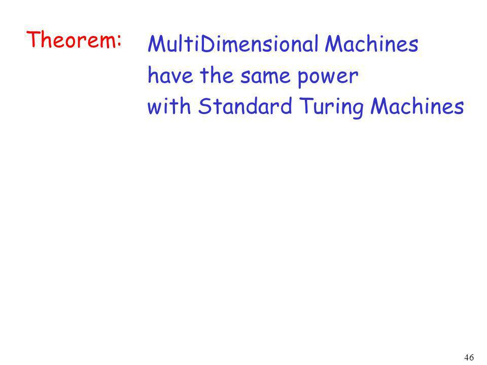 Theorem: MultiDimensional Machines have the same power with Standard Turing Machines