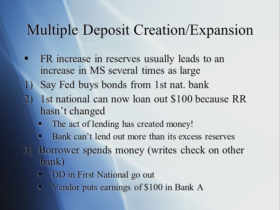 Multiple Deposit Creation/Expansion