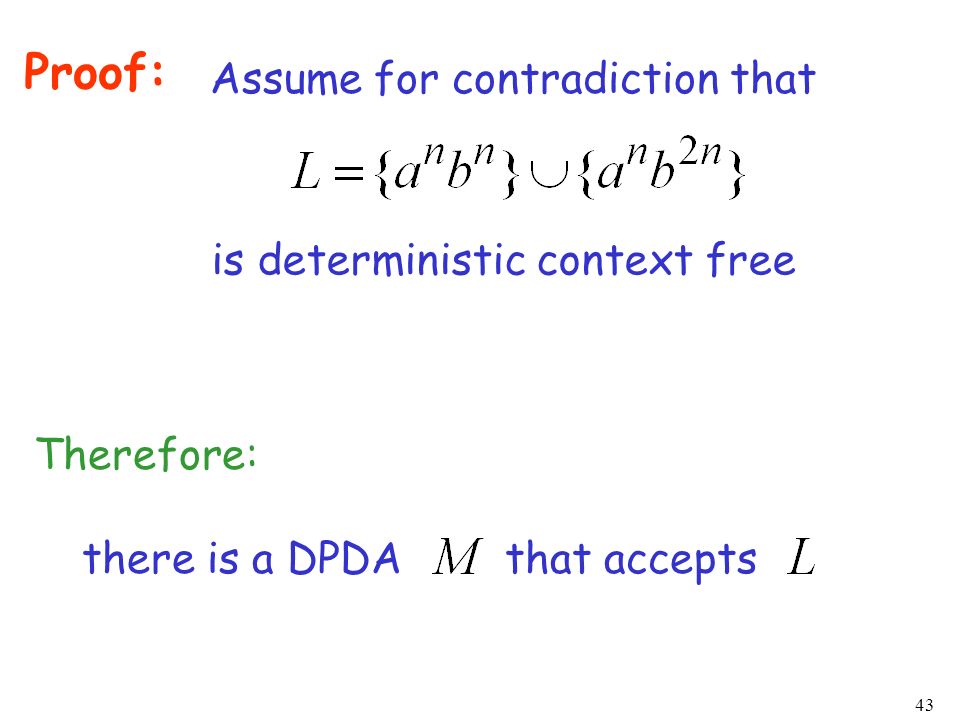Proof: Assume for contradiction that is deterministic context free