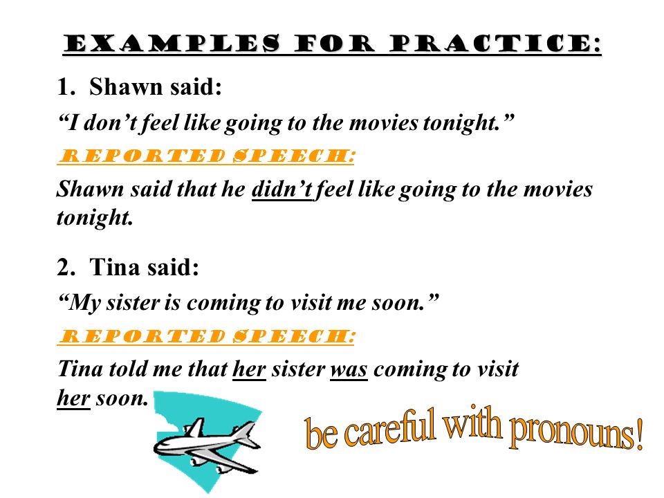 Examples for practice: