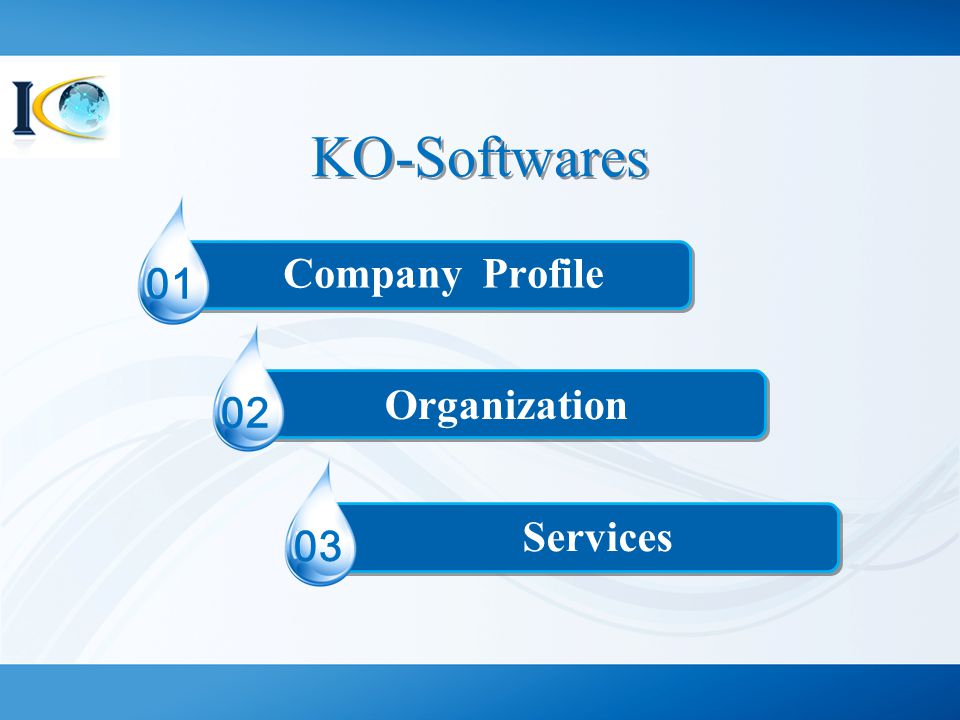 KO-Softwares Company Profile 01 Organization 02 Services 03