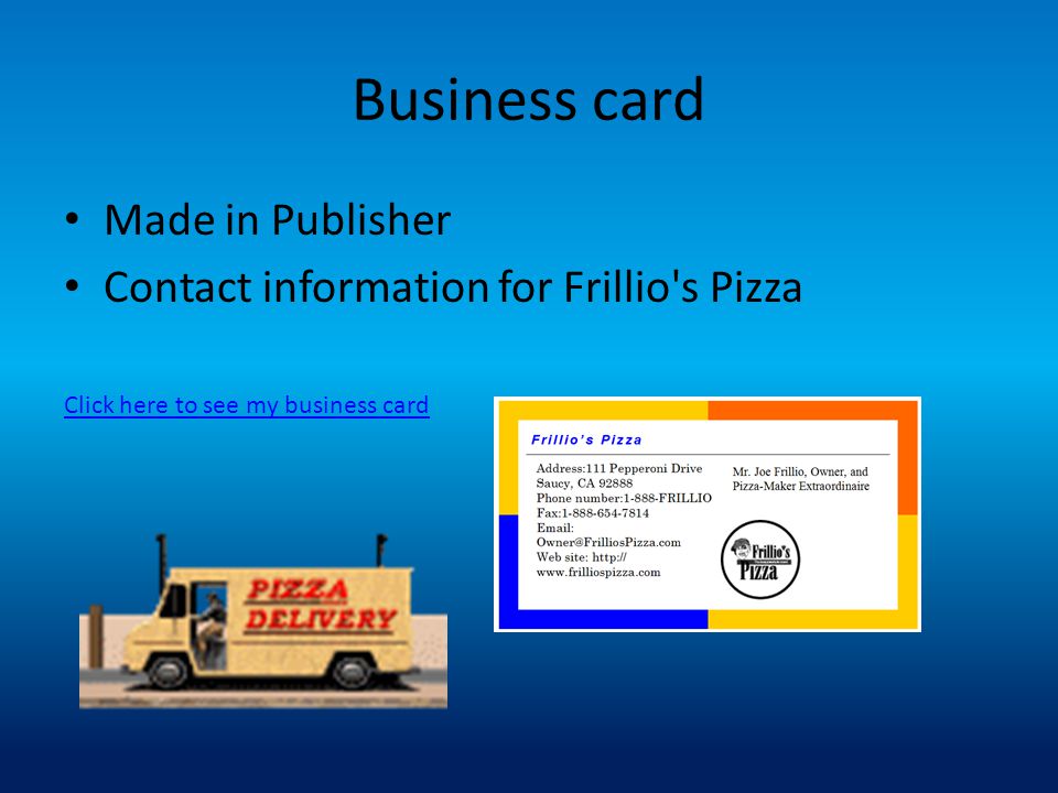 Business card Made in Publisher