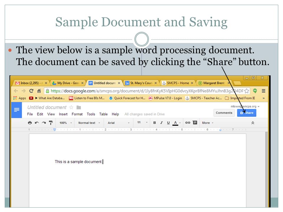 Sample Document and Saving