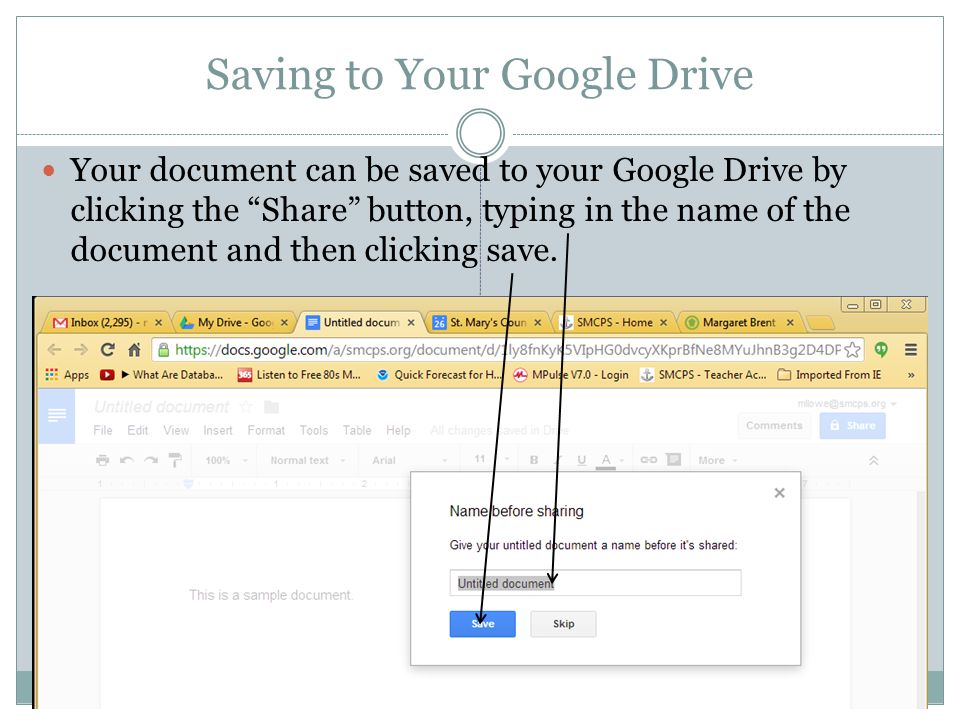 Saving to Your Google Drive