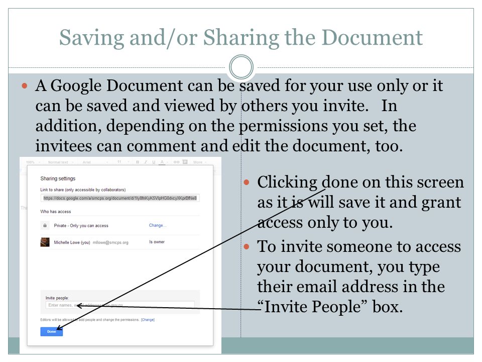 Saving and/or Sharing the Document