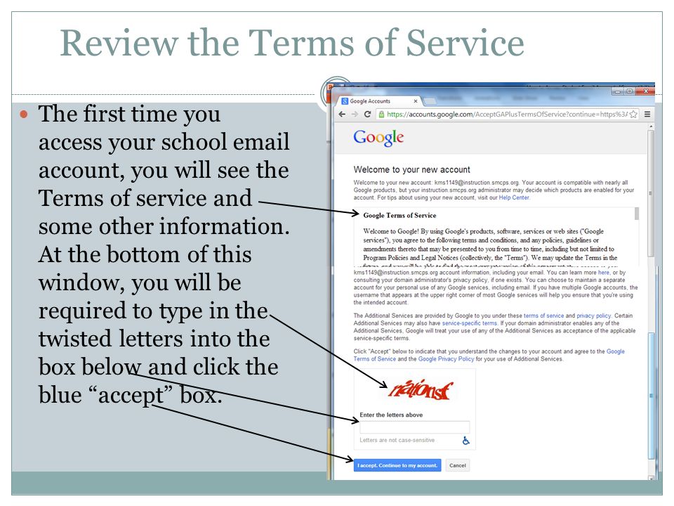 Review the Terms of Service