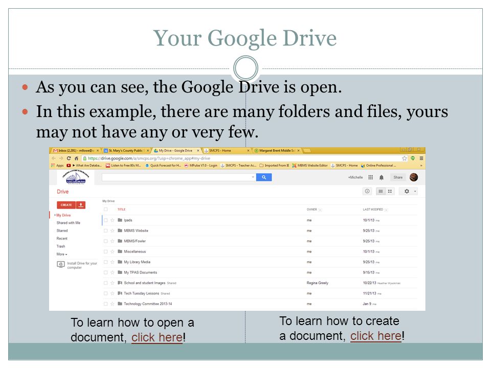 Your Google Drive As you can see, the Google Drive is open.