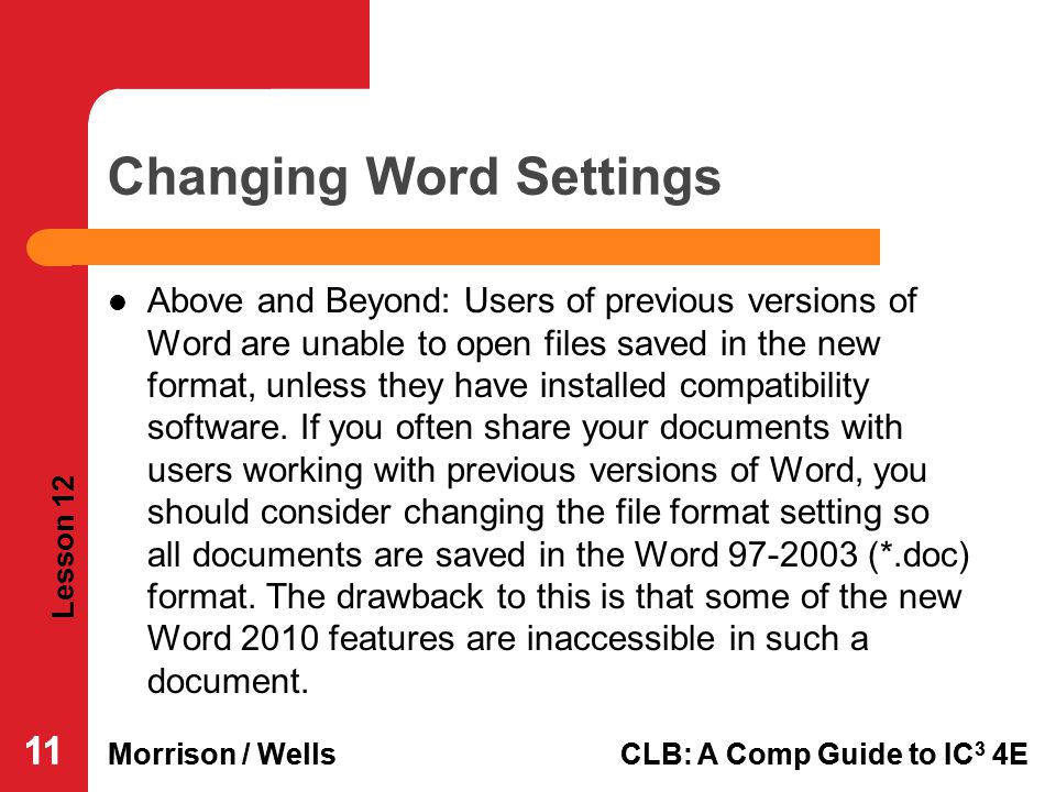 Changing Word Settings
