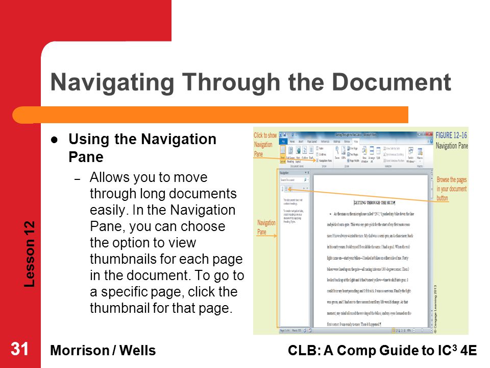 Navigating Through the Document
