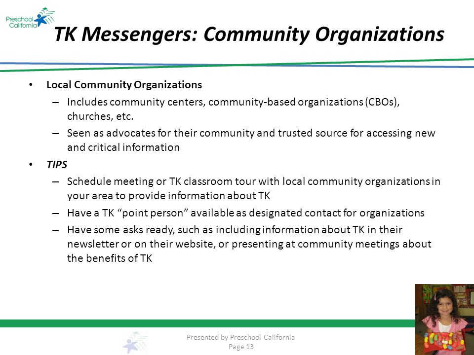 TK Messengers: Community Organizations